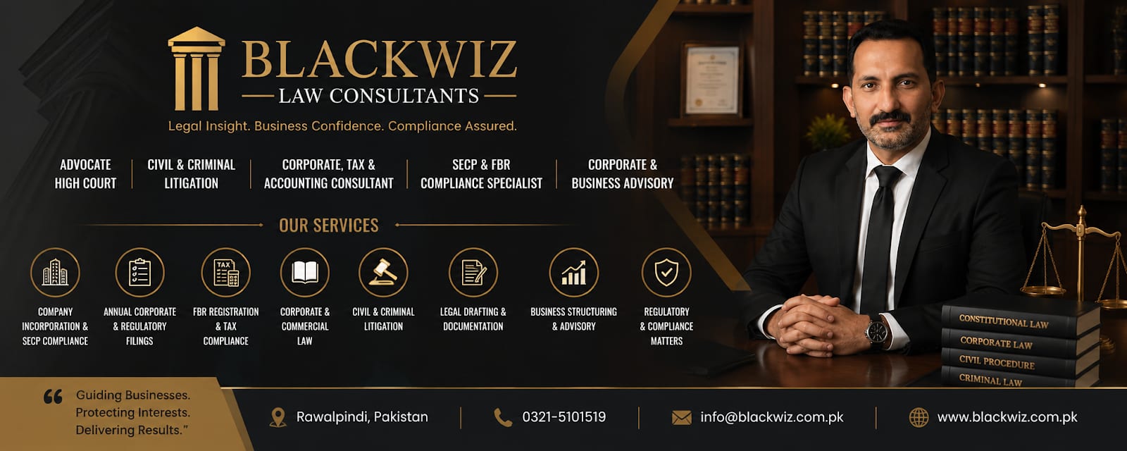Blackwiz Law Consultants Chambers and Legal Library in Rawalpindi