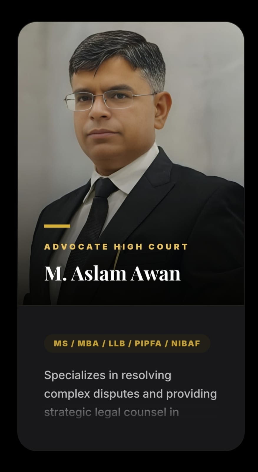 Usman A Hunjra, Advocate High Court